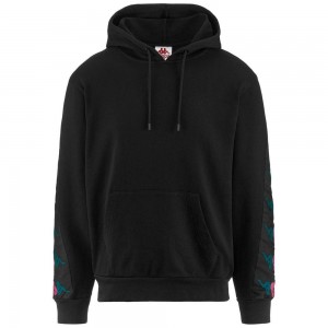 Men Kappa 222 Banda 10 Lirt Hoodie Black | AZ7239054