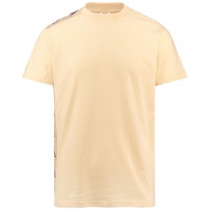 Men Kappa 222 Banda 10 Lovely T-Shirt Beige | JK4083627