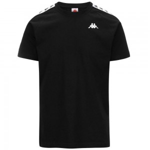 Men Kappa 222 Banda Coen Slim T-Shirt Black | KZ2817346