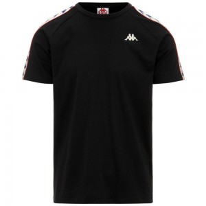 Men Kappa 222 Banda Coen Slim T-Shirt Black | BD3890417