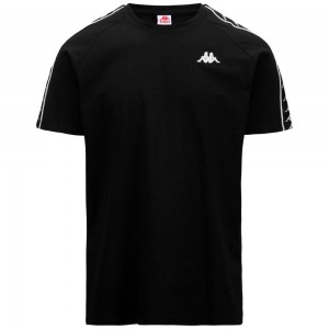 Men Kappa 222 Banda Coen Slim T-Shirt Black | IB2983164