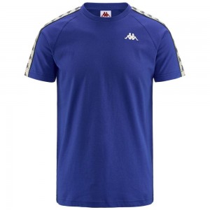 Men Kappa 222 Banda Coen Slim T-Shirt Blue | TQ8534297