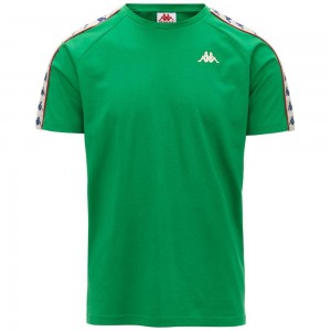 Men Kappa 222 Banda Coen Slim T-Shirt Green | RV0652831