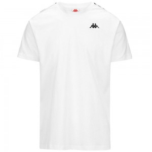 Men Kappa 222 Banda Coen Slim T-Shirt White | OB6189253