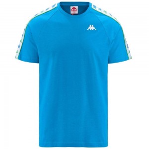 Men Kappa 222 Banda Coeni Slim T-Shirt Blue | NP3650712