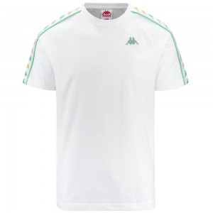 Men Kappa 222 Banda Coeni Slim T-Shirt White | ZV2834697