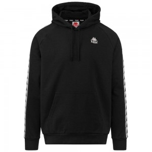 Men Kappa 222 Banda Hurry Hoodie Black | YO7631590