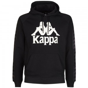 Men Kappa 222 Banda Hurtados Hoodie Black | VJ3876021