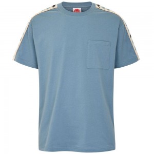 Men Kappa 222 Banda Paulo T-Shirt Blue | PN5718906