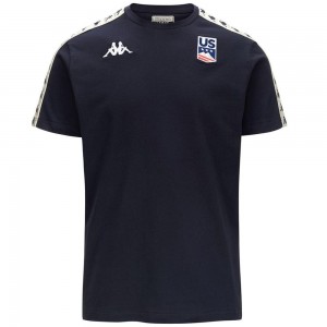 Men Kappa 222 Banda Torio Us T-Shirt Navy | LS5927806