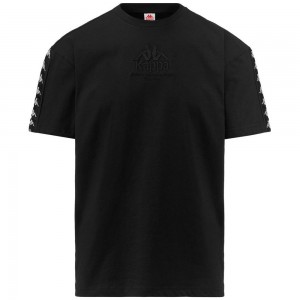 Men Kappa 222 Banda Vasto T-Shirt Black | RY7148056