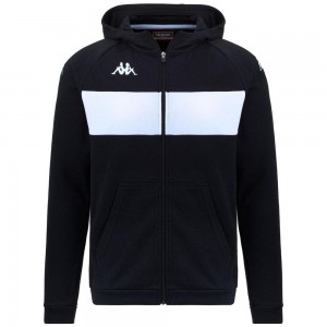 Men Kappa 4 Football Dacciozi Hoodie Black | NW9243708