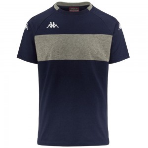 Men Kappa 4 Football Diago T-Shirt Navy | DL9034265