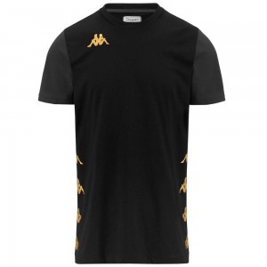 Men Kappa 4 Football Giovo T-Shirt Black | RS2501746