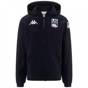 Men Kappa 6 Cento Arufeod Us Hoodie Navy | MQ9782453