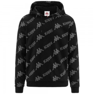 Men Kappa Authentic Fancy Hoodie Black | UJ1389526