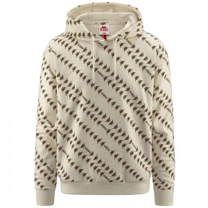 Men Kappa Authentic Fancy Organic Hoodie Beige | TR3750412