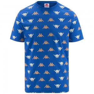 Men Kappa Authentic Fool Organic T-Shirt Blue | EI2479035