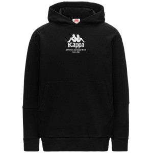 Men Kappa Authentic Giano Organic Hoodie Black | ZA2734651