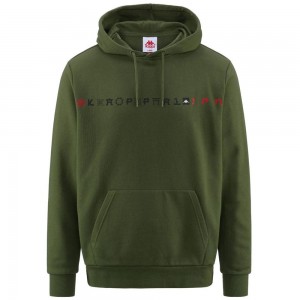 Men Kappa Authentic Jpn Gatiel Hoodie Green | NH6925137