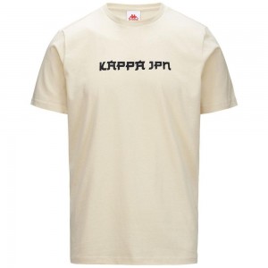 Men Kappa Authentic Jpn Glifer T-Shirt Beige | GR7498201