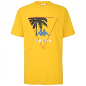 Men Kappa Authentic Sand Pan T-Shirt Yellow | WY5234689