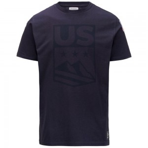 Men Kappa Ayba2 Skud Us T-Shirt Navy | VT0623745