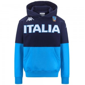 Men Kappa Eroi Hood Italia Fis Hoodie Blue | BK0214953