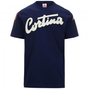 Men Kappa Eroi Tee Cortina T-Shirt Navy | AV0845639