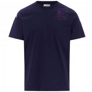 Men Kappa Ferrox Fiorentina T-Shirt Navy | XP1507439