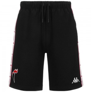 Men Kappa Jpn Ecru Bari Shorts Black | BL7912083