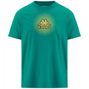 Men Kappa Logo Fardios T-Shirt Green | KU8932506