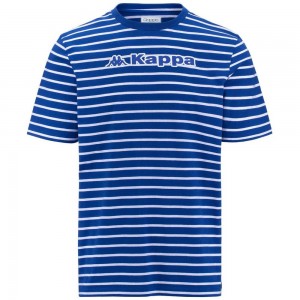 Men Kappa Logo Feric T-Shirt Blue | HQ6278014