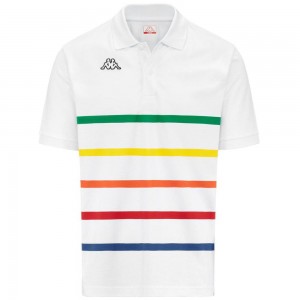 Men Kappa Logo Feystripe Polo Shirt White | SJ3902157