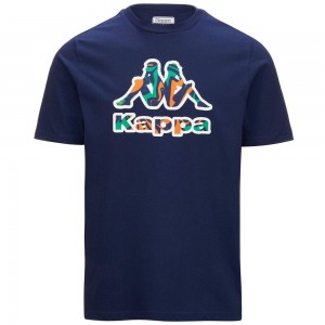 Men Kappa Logo Fioro T-Shirt Navy | YK1506293