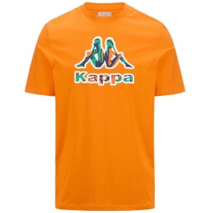 Men Kappa Logo Fioro T-Shirt Orange | SY7861452