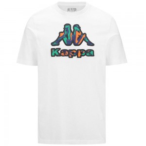 Men Kappa Logo Fioro T-Shirt White | EI6218479