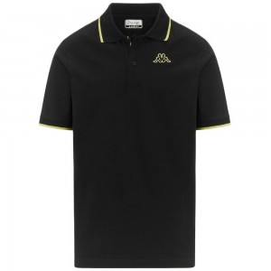 Men Kappa Logo Flu Polo Shirt Black | ZQ5673940