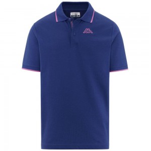 Men Kappa Logo Flu Polo Shirt Blue | MV2596780