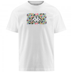 Men Kappa Logo Frezami T-Shirt White | XN9815402