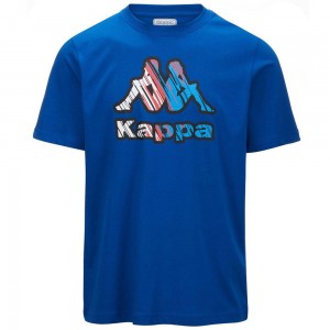 Men Kappa Logo Frillo T-Shirt Blue | ZJ8920465