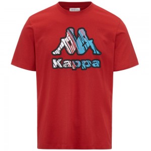 Men Kappa Logo Frillo T-Shirt Red | XD3569072