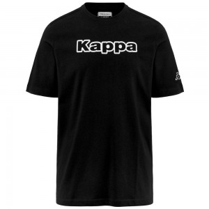 Men Kappa Logo Fromen T-Shirt Black | RJ6512407