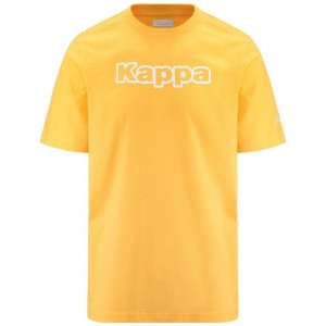 Men Kappa Logo Fromen T-Shirt Yellow | NW1280635