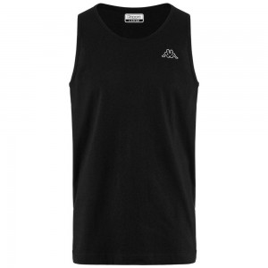 Men Kappa Logo Gatan Tank Top Black | EH7024691