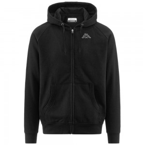 Men Kappa Logo Jack Slim Hoodie Black | WR4317829