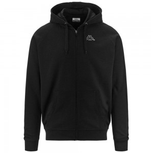 Men Kappa Logo Jackus Slim Hoodie Black | VM8673425