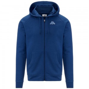 Men Kappa Logo Jackus Slim Hoodie Blue | IL6381705