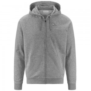 Men Kappa Logo Jackus Slim Hoodie Grey | XC2695048