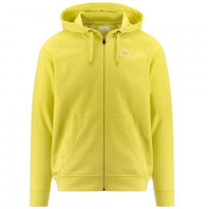 Men Kappa Logo Jackus Slim Hoodie Yellow | VH1549703